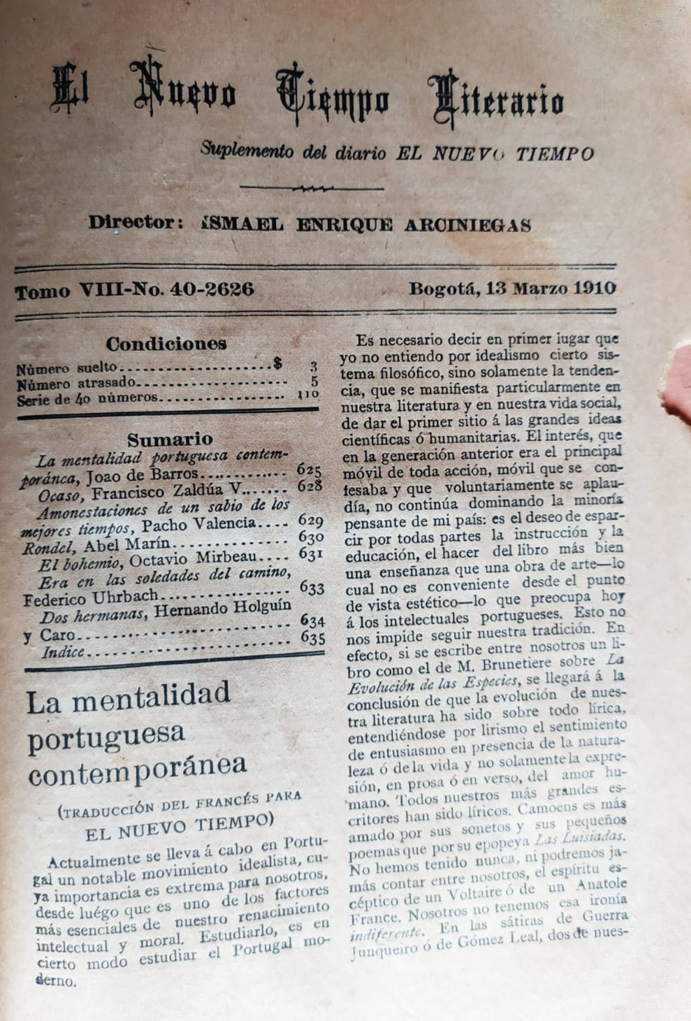 El nuevo tiempo literario. 40 números.